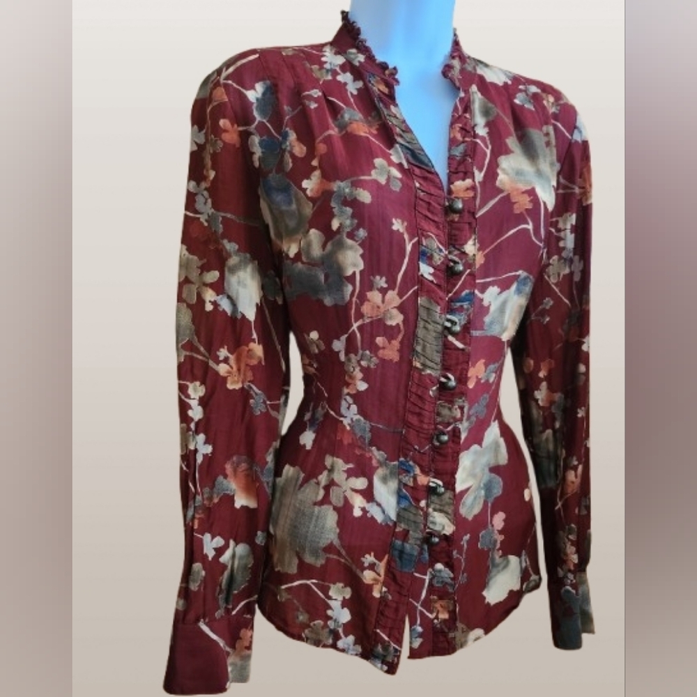 Coldwater Creek Silk/Cotton Floral Blouse Lightweight Size PM